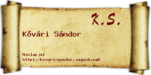 Kővári Sándor névjegykártya